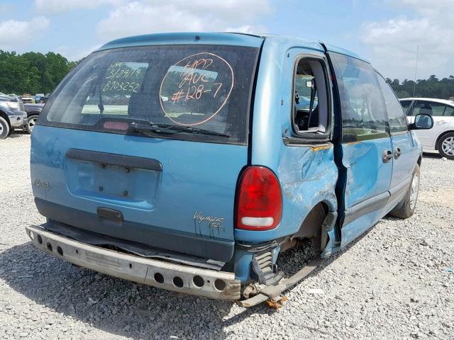 2P4GP4539VR228754 - 1997 PLYMOUTH VOYAGER SE BLUE photo 4