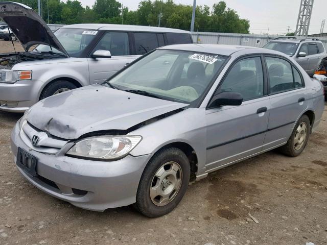 1HGES16305L015032 - 2005 HONDA CIVIC DX V SILVER photo 2