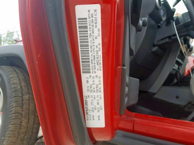 1J4AA2D10AL210432 - 2010 JEEP WRANGLER S RED photo 10