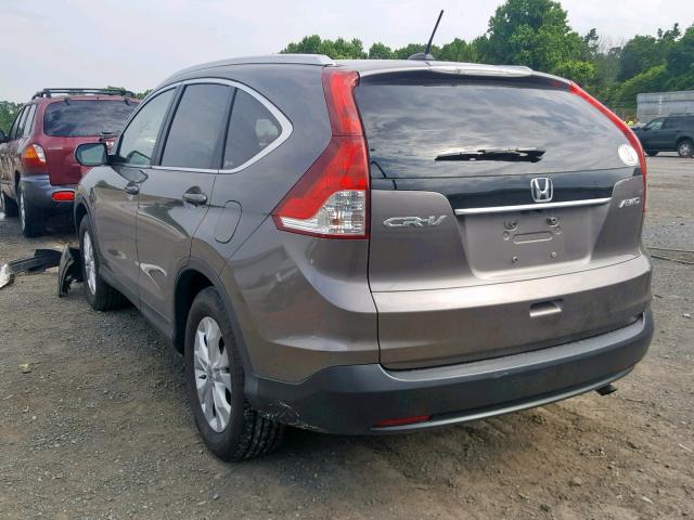 5J6RM4H70CL017222 - 2012 HONDA CR-V EXL GRAY photo 3