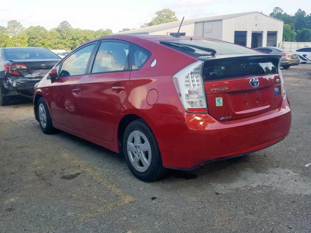 JTDKN3DU0B0260359 - 2011 TOYOTA PRIUS RED photo 3