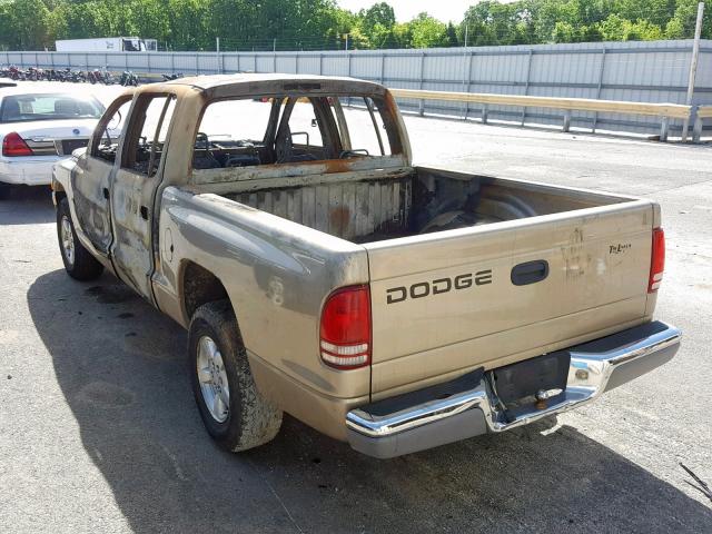 1B7HL48XX2S650853 - 2002 DODGE DAKOTA QUA BEIGE photo 3