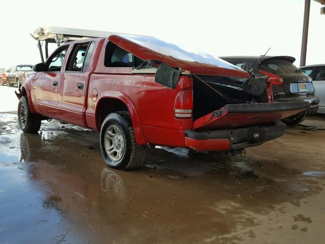 1B7HG38N72S662763 - 2002 DODGE DAKOTA QUA RED photo 3