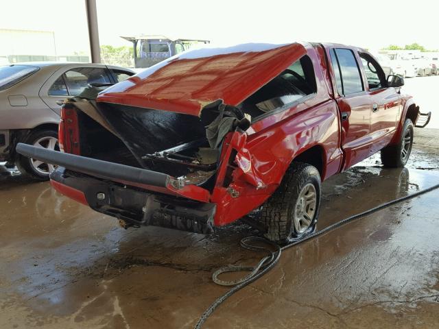 1B7HG38N72S662763 - 2002 DODGE DAKOTA QUA RED photo 4