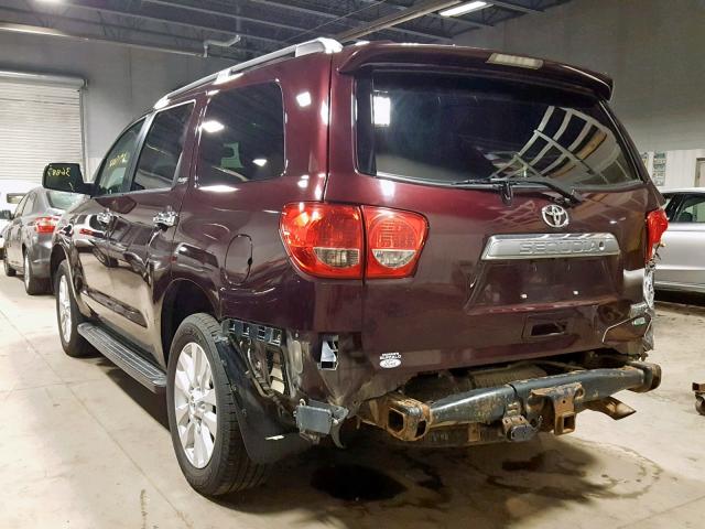 5TDDW5G11CS066599 - 2012 TOYOTA SEQUOIA PL BURGUNDY photo 3