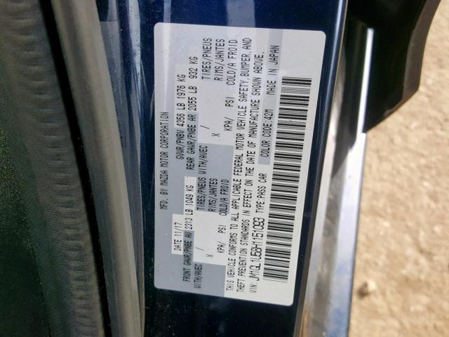 JM1GL1U58H1151093 - 2017 MAZDA 6 SPORT BLUE photo 10