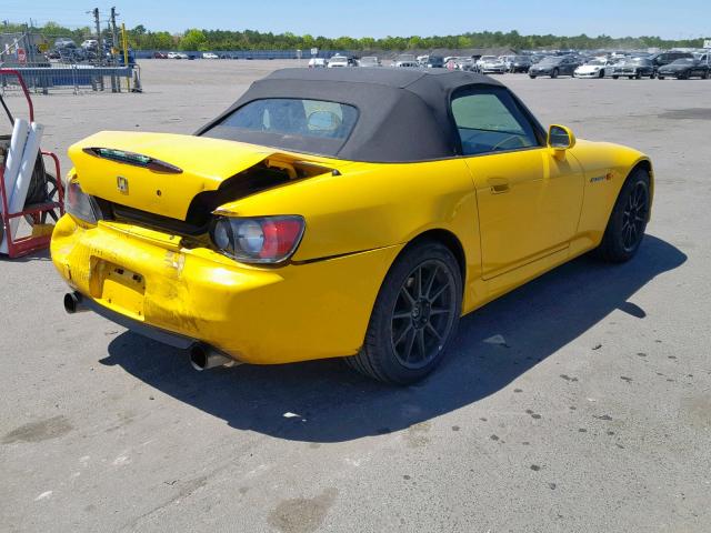 JHMAP11411T005729 - 2001 HONDA S2000 YELLOW photo 4