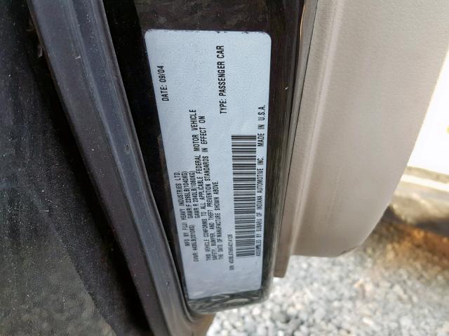 4S3BL676954214126 - 2005 SUBARU LEGACY GT BLACK photo 10