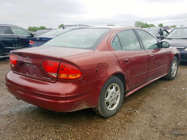 1G3NK52T51C114290 - 2001 OLDSMOBILE ALERO GX RED photo 4