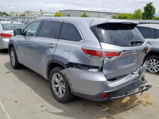 5TDZKRFH9GS156547 - 2016 TOYOTA HIGHLANDER SILVER photo 3