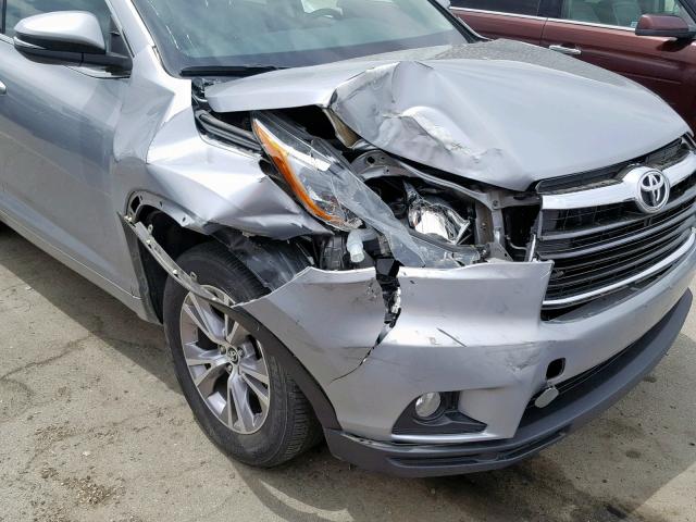 5TDZKRFH9GS156547 - 2016 TOYOTA HIGHLANDER SILVER photo 9