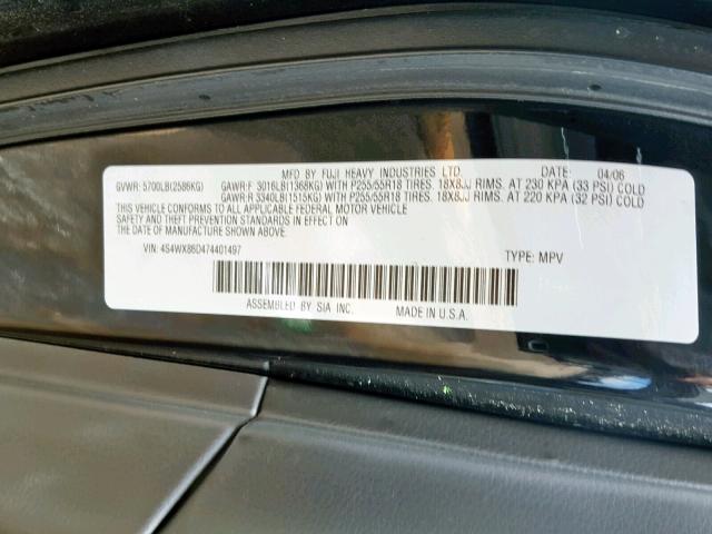 4S4WX86D474401497 - 2007 SUBARU B9 TRIBECA BLACK photo 10