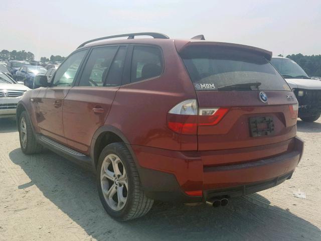 WBXPC93429WJ30495 - 2009 BMW X3 XDRIVE3 RED photo 3