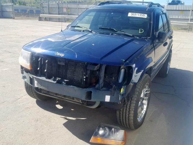 1J4GW48S2YC345934 - 2000 JEEP GRAND CHER BLUE photo 2