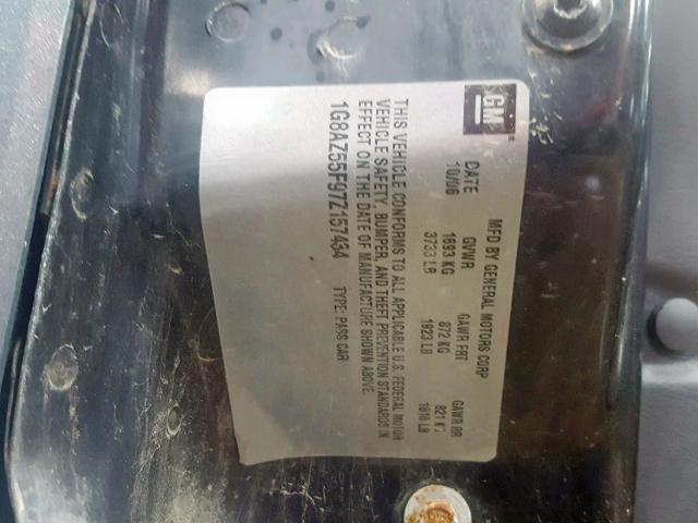 1G8AZ55F97Z157434 - 2007 SATURN ION LEVEL SILVER photo 10