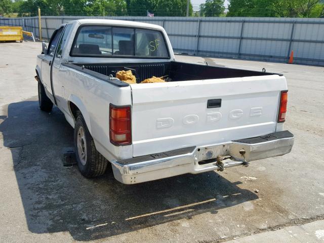 1B7GL23Y8NS514970 - 1992 DODGE DAKOTA WHITE photo 3