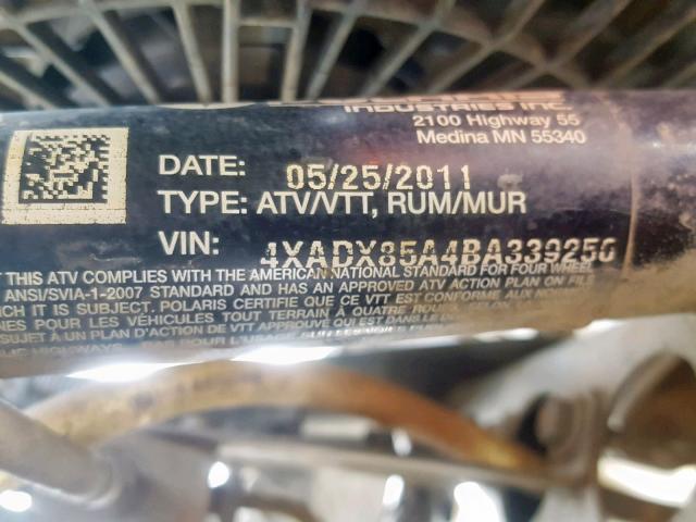 4XADX85A4BA339250 - 2011 POLARIS SPORTSMAN BLUE photo 10