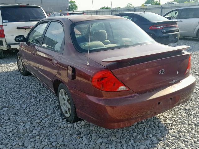 KNAFB121225137878 - 2002 KIA SPECTRA BA MAROON photo 3