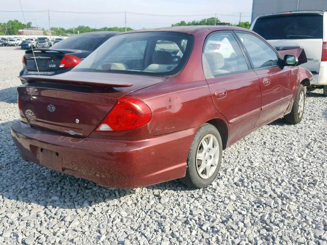 KNAFB121225137878 - 2002 KIA SPECTRA BA MAROON photo 4