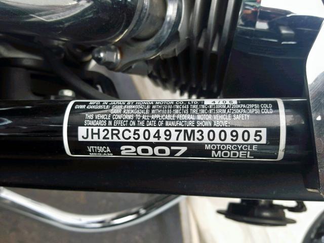 JH2RC50497M300905 - 2007 HONDA VT750 BLACK photo 10