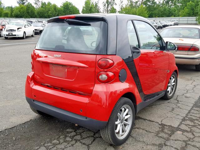 WMEEJ31X59K238414 - 2009 SMART FORTWO PUR RED photo 4