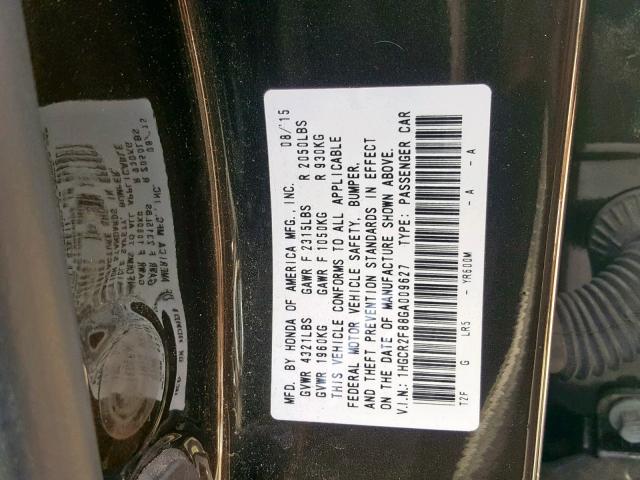 1HGCR2F88GA009627 - 2016 HONDA ACCORD EXL 棕色 照片 10