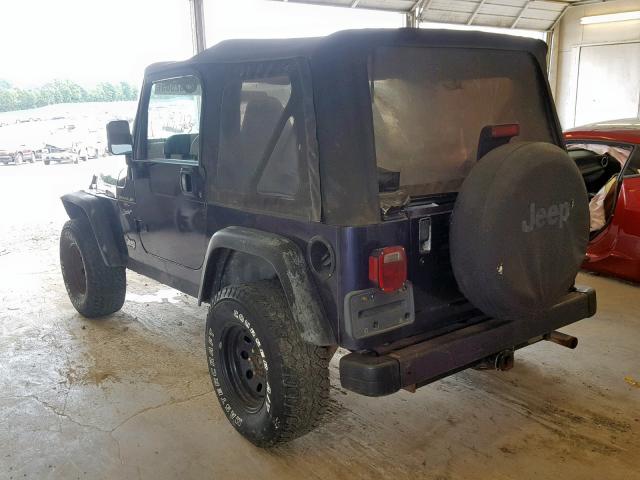 1J4FY19S3XP417993 - 1999 JEEP WRANGLER / BLUE photo 3