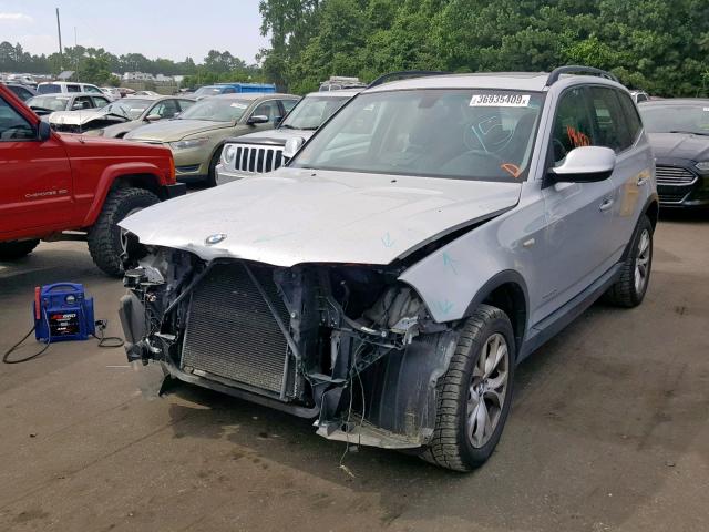 WBXPC9C48AWJ33521 - 2010 BMW X3 XDRIVE3 SILVER photo 2