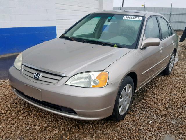 1HGES26712L002472 - 2002 HONDA CIVIC EX BEIGE photo 2