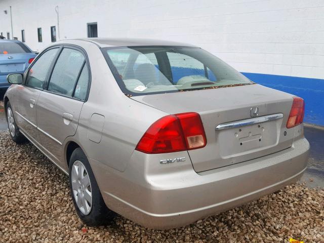 1HGES26712L002472 - 2002 HONDA CIVIC EX BEIGE photo 3