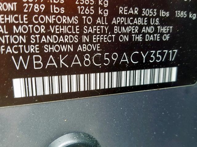 WBAKA8C59ACY35717 - 2010 BMW 750 I GRAY photo 10