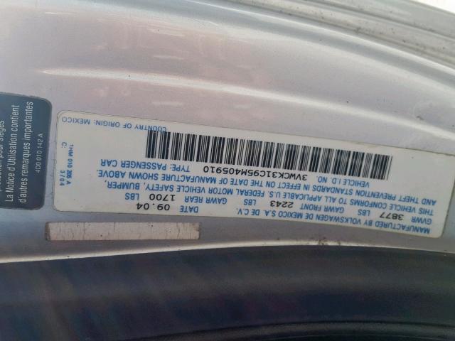 3VWCK31C95M405910 - 2005 VOLKSWAGEN NEW BEETLE Grau Foto 10