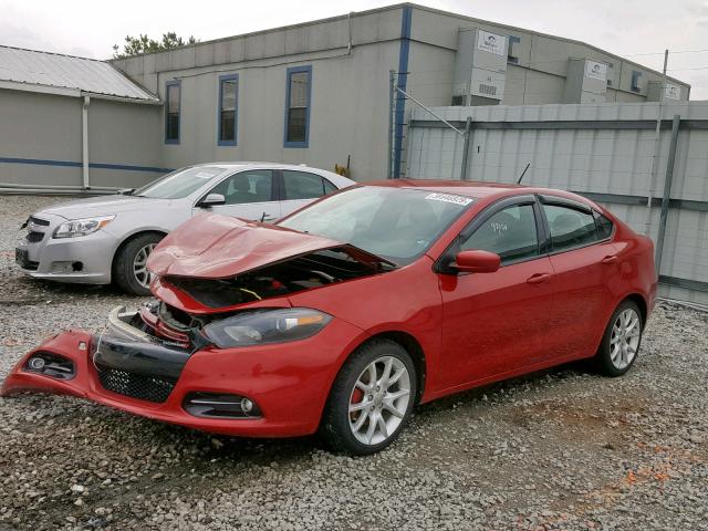 1C3CDFBH1DD699570 - 2013 DODGE DART SXT RED photo 2