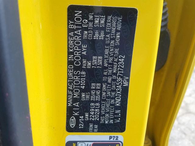 KNDJX3A53F7172342 - 2015 KIA SOUL ! Sarı foto 10
