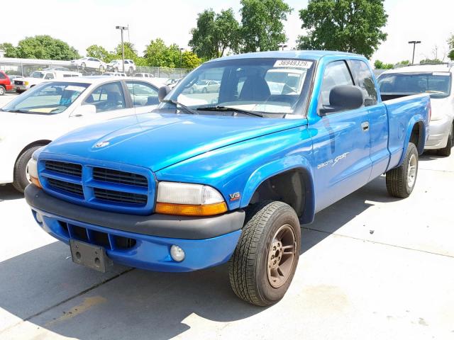 1B7GG22Y5XS276536 - 1999 DODGE DAKOTA BLUE photo 2