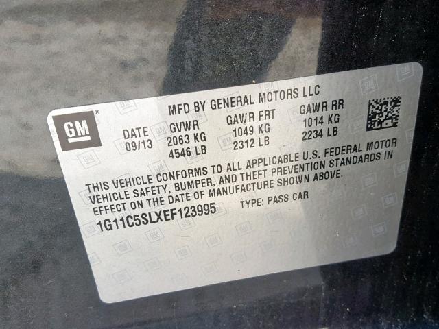 1G11C5SLXEF123995 - 2014 CHEVROLET MALIBU 1LT 灰色 照片 10