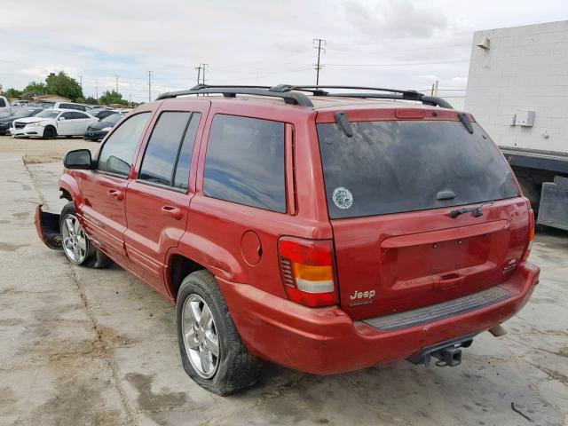 1J8GW58N44C387806 - 2004 JEEP GRAND CHER RED photo 3