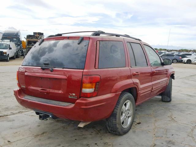 1J8GW58N44C387806 - 2004 JEEP GRAND CHER RED photo 4