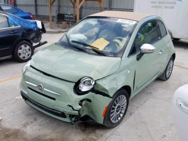 3C3CFFER7CT254192 - 2012 FIAT 500 LOUNGE GREEN photo 2