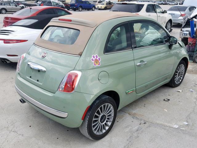 3C3CFFER7CT254192 - 2012 FIAT 500 LOUNGE GREEN photo 4