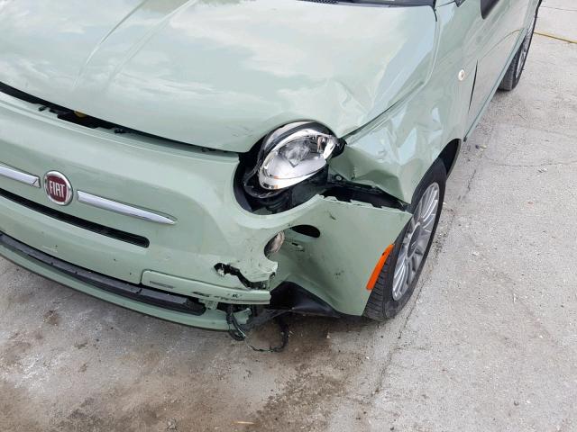 3C3CFFER7CT254192 - 2012 FIAT 500 LOUNGE GREEN photo 9