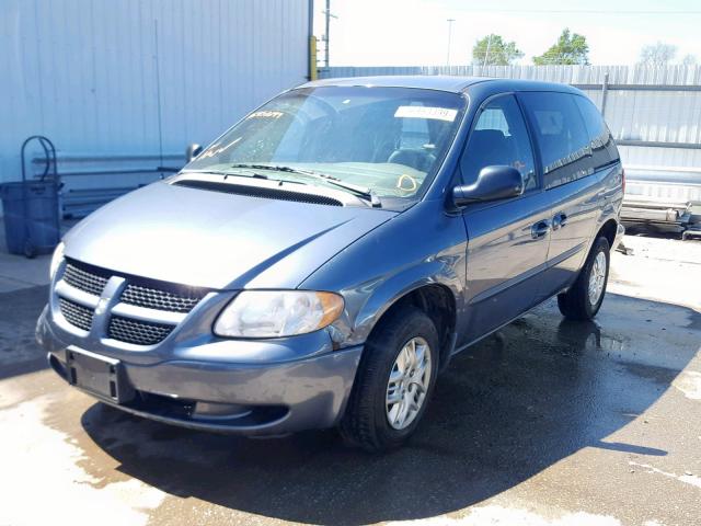 1B4GP45342B562928 - 2002 DODGE CARAVAN SP GRAY photo 2