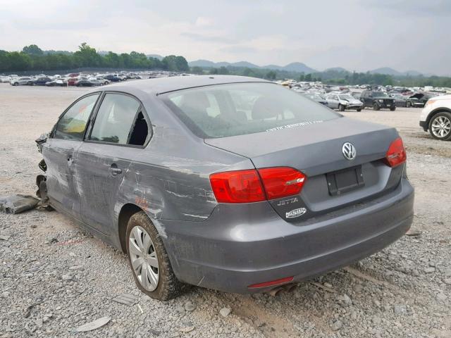 3VW1K7AJ0BM074420 - 2011 VOLKSWAGEN JETTA BASE GRAY photo 3