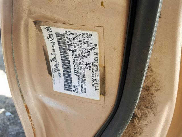 1FALP52U0VG161622 - 1997 FORD TAURUS GL BEIGE photo 10