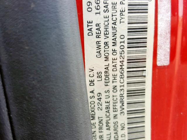 3VWRR31C86M425010 - 2006 VOLKSWAGEN NEW BEETLE Qırmızı foto 10