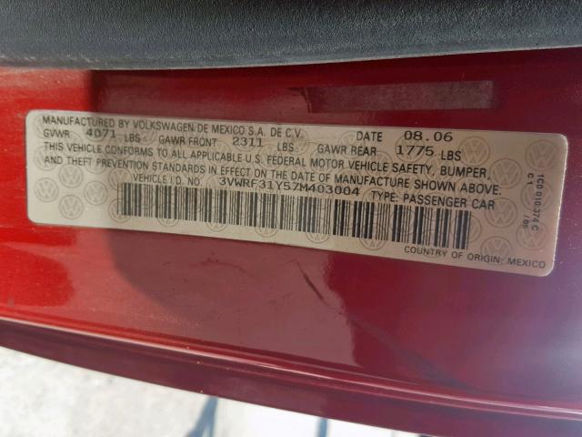 3VWRF31Y57M403004 - 2007 VOLKSWAGEN NEW BEETLE Qırmızı foto 10