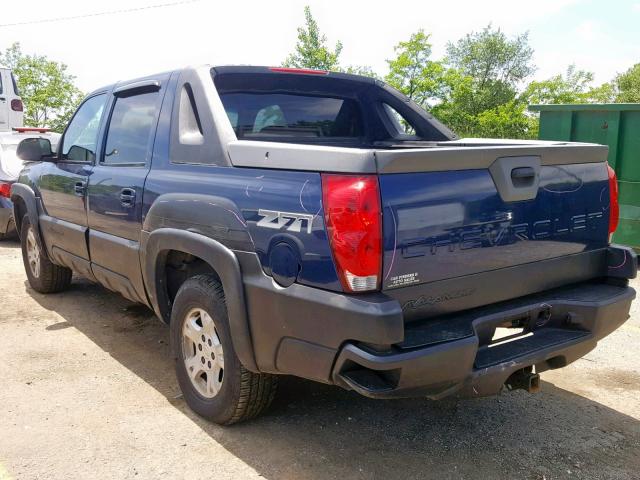 3GNEK13T22G236005 - 2002 CHEVROLET AVALANCHE BLUE photo 3