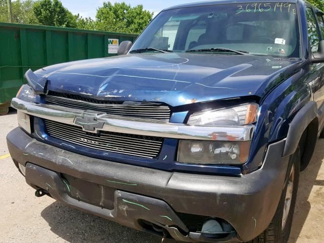 3GNEK13T22G236005 - 2002 CHEVROLET AVALANCHE BLUE photo 9