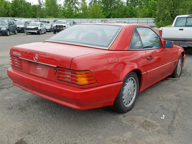 WDBFA66E5MF029217 - 1991 MERCEDES-BENZ 500 SL RED photo 4