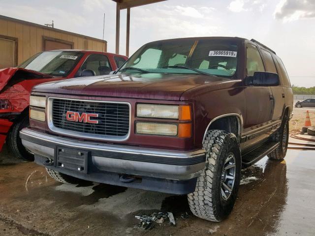 1GKEK13R0XJ798041 - 1999 GMC YUKON MAROON photo 2